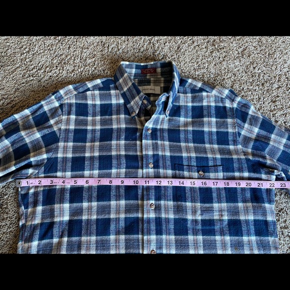 Vintage Frost Bros. Flannel Button Down Shirt Medium Plaid Blue - Picture 4 of 5